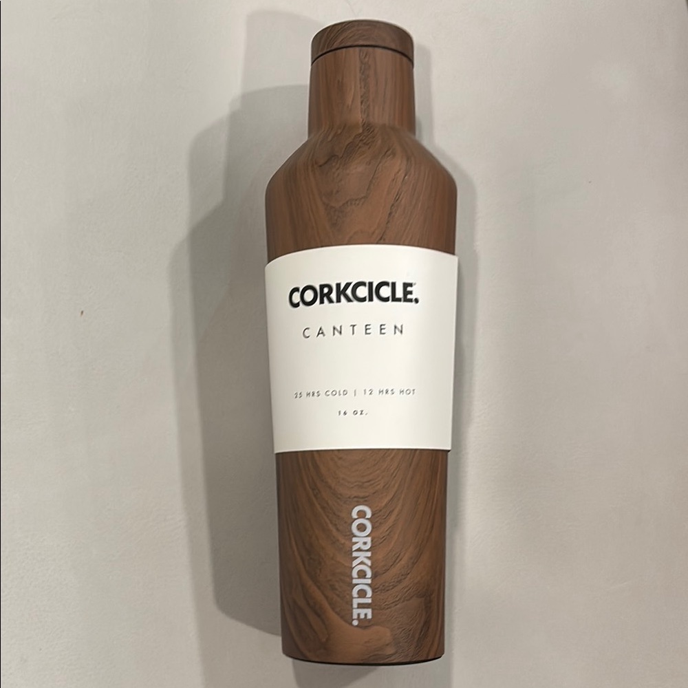 NWT Corkcicle Wood Grain Walnut Canteen 16oz